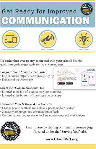 instructions on how to change aeries communications preferences flyer